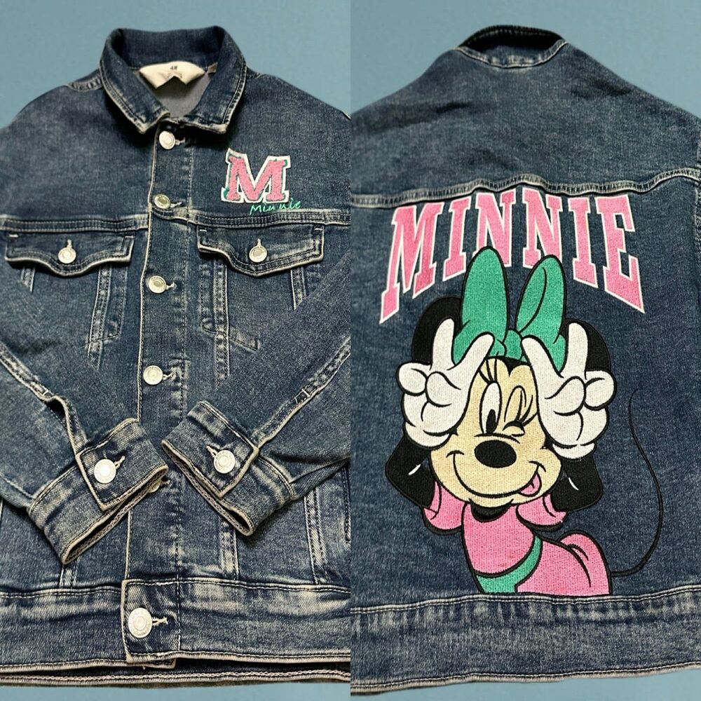 H&M  Disney Dark Blue Denim Jacket with Pink 'M' Patch 10